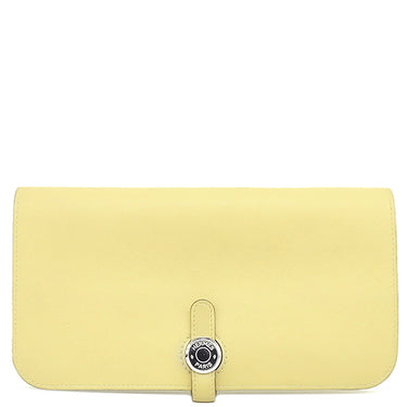 エルメス HERMES ドゴンロング ジョーヌプッサン スイフト 長財布 シルバー金具 黄色