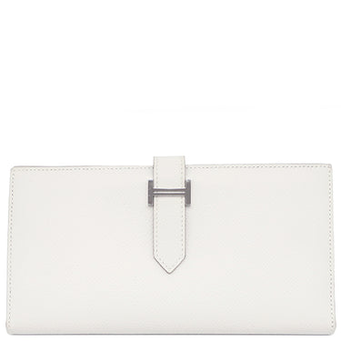 エルメス HERMES ベアンスフレ グリペール ヴォーエプソン 長財布 シルバー金具 白 二つ折り財布