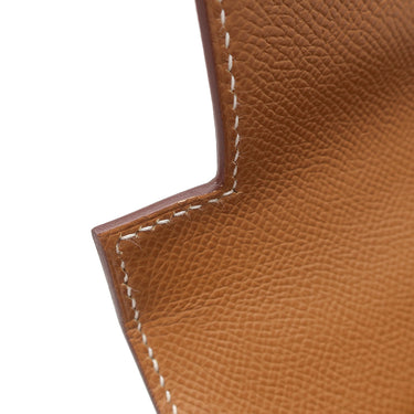 エルメス HERMES ケリー28 外縫い ゴールド ヴォーエプソン 2WAYバッグ シルバー金具 茶 ショルダー