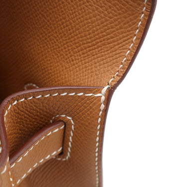 エルメス HERMES ケリー28 外縫い ゴールド ヴォーエプソン 2WAYバッグ シルバー金具 茶 ショルダー