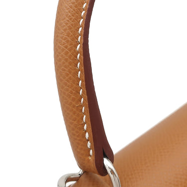 エルメス HERMES ケリー28 外縫い ゴールド ヴォーエプソン 2WAYバッグ シルバー金具 茶 ショルダー