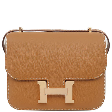 エルメス HERMES コンスタンス3 ミニ ミロワール ゴールド ヴォーエプソン ショルダーバッグ ローズゴールド金具 新品 未使用 茶 PG RG