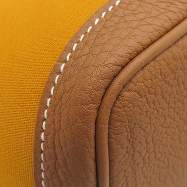 エルメス HERMES ガーデンパーティーPM サフラン×ゴールド トワルオフィシエ ネゴンダ トートバッグ シルバー金具 茶