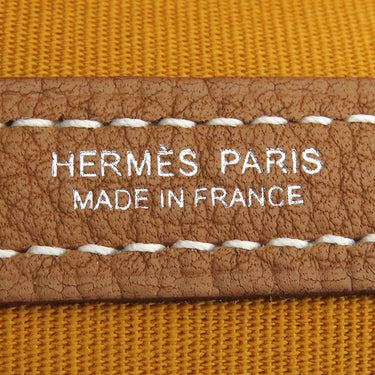 エルメス HERMES ガーデンパーティーPM サフラン×ゴールド トワルオフィシエ ネゴンダ トートバッグ シルバー金具 茶
