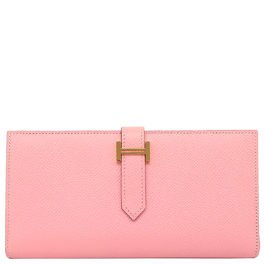 エルメス HERMES ベアンスフレ ローズコンフェッティ ヴォーエプソン 長財布 ゴールド金具 二つ折り財布