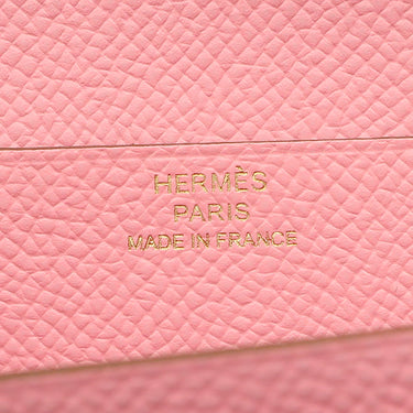 エルメス HERMES ベアンスフレ ローズコンフェッティ ヴォーエプソン 長財布 ゴールド金具 二つ折り財布