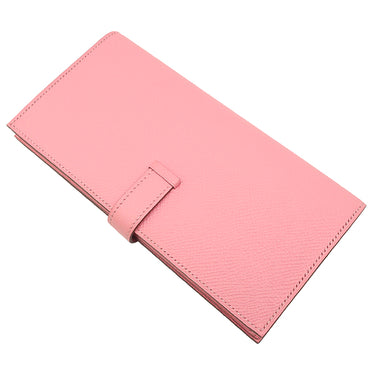 エルメス HERMES ベアンスフレ ローズコンフェッティ ヴォーエプソン 長財布 ゴールド金具 二つ折り財布