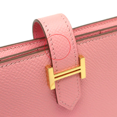 エルメス HERMES ベアンスフレ ローズコンフェッティ ヴォーエプソン 長財布 ゴールド金具 二つ折り財布