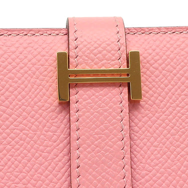 エルメス HERMES ベアンスフレ ローズコンフェッティ ヴォーエプソン 長財布 ゴールド金具 二つ折り財布