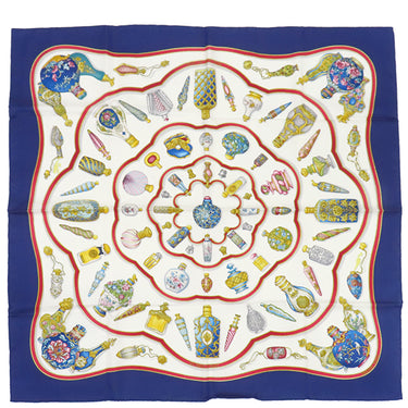 エルメス HERMES カレ90 CARRE ネイビー×ホワイト×マルチカラー シルク スカーフ 【Quimporte le flacon/香水瓶】