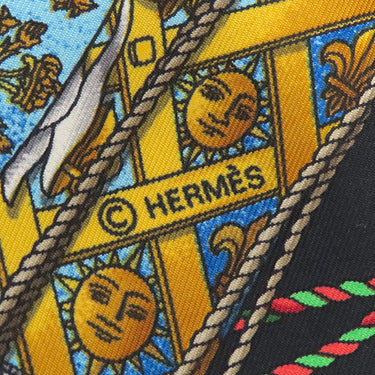 エルメス HERMES カレ90 CARRE ブラック×マルチカラー シルク スカーフ 【LES TAMBOURS/タンブールの太鼓】