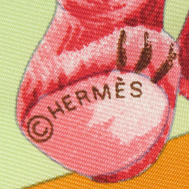 エルメス HERMES カレ90 CARRE オレンジ×ライトグリーン×マルチカラー シルク スカーフ 【CONFIDENTS DES COEURS/心の友】