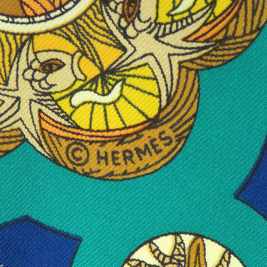 エルメス HERMES カレ90 CARRE ネイビー×グリーン シルク スカーフ 【LE ROY SOLEIL/太陽王】