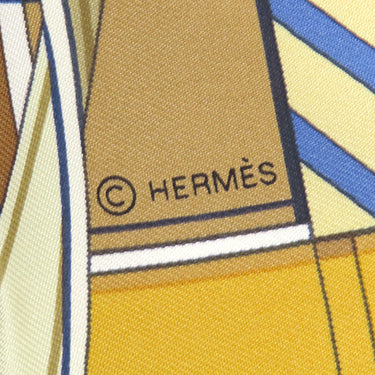 エルメス HERMES カレ90 CARRE マリン×ゴールド×クレーム シルク スカーフ 【Voltes et Pirouettes/ヴォルト エ ピルエット】