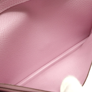 エルメス HERMES ベアンスフレ ヴェルソ ライム×モーヴシルベストル ヴォーエプソン 長財布 シルバー金具 黄色 ピンク バイカラー 二つ折財布