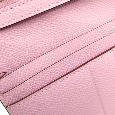 エルメス HERMES ベアンスフレ ヴェルソ ライム×モーヴシルベストル ヴォーエプソン 長財布 シルバー金具 黄色 ピンク バイカラー 二つ折財布