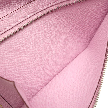 エルメス HERMES ベアンスフレ ヴェルソ ライム×モーヴシルベストル ヴォーエプソン 長財布 シルバー金具 黄色 ピンク バイカラー 二つ折財布