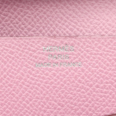 エルメス HERMES ベアンスフレ ヴェルソ ライム×モーヴシルベストル ヴォーエプソン 長財布 シルバー金具 黄色 ピンク バイカラー 二つ折財布