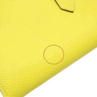 エルメス HERMES ベアンスフレ ヴェルソ ライム×モーヴシルベストル ヴォーエプソン 長財布 シルバー金具 黄色 ピンク バイカラー 二つ折財布