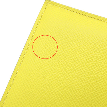 エルメス HERMES ベアンスフレ ヴェルソ ライム×モーヴシルベストル ヴォーエプソン 長財布 シルバー金具 黄色 ピンク バイカラー 二つ折財布