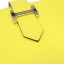 エルメス HERMES ベアンスフレ ヴェルソ ライム×モーヴシルベストル ヴォーエプソン 長財布 シルバー金具 黄色 ピンク バイカラー 二つ折財布