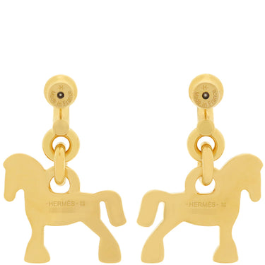 エルメス HERMES シュヴァル グランドパラード ゴールドXマルチカラー メタル エナメル ピアス 馬