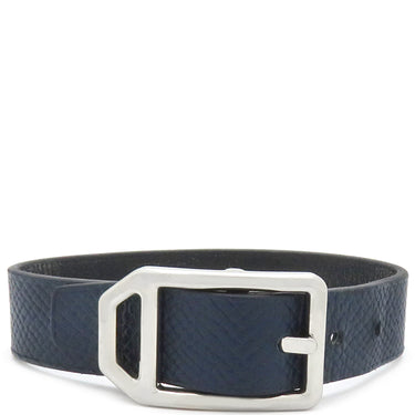 エルメス HERMES パドック ネイビーXブラック レザー メタル T4 ブレスレット シルバー金具 黒 リバーシブル