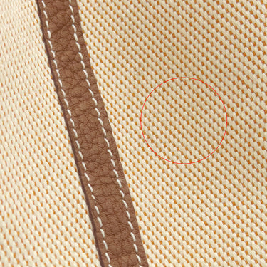 エルメス HERMES ガーデンパーティーPM エクリュ×ゴールド トワルアッシュ ネゴンダ トートバッグ シルバー金具 茶 トワルH