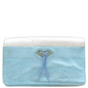 ミュウミュウ MIU MIU ロゴエンボス ショルダ― メタリックブルー×シルバー レザー ショルダーバッグ バイカラー 肩掛け