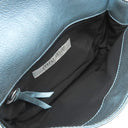 ミュウミュウ MIU MIU ロゴエンボス ショルダ― メタリックブルー×シルバー レザー ショルダーバッグ バイカラー 肩掛け