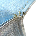 ミュウミュウ MIU MIU ロゴエンボス ショルダ― メタリックブルー×シルバー レザー ショルダーバッグ バイカラー 肩掛け