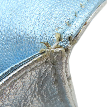 ミュウミュウ MIU MIU ロゴエンボス ショルダ― メタリックブルー×シルバー レザー ショルダーバッグ バイカラー 肩掛け