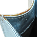 ミュウミュウ MIU MIU ロゴエンボス ショルダ― メタリックブルー×シルバー レザー ショルダーバッグ バイカラー 肩掛け