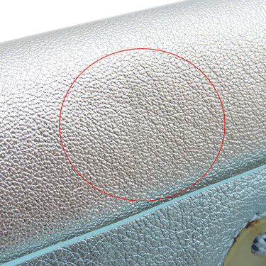 ミュウミュウ MIU MIU ロゴエンボス ショルダ― メタリックブルー×シルバー レザー ショルダーバッグ バイカラー 肩掛け