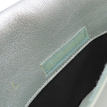 ミュウミュウ MIU MIU ロゴエンボス ショルダ― メタリックブルー×シルバー レザー ショルダーバッグ バイカラー 肩掛け