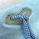 ミュウミュウ MIU MIU ロゴエンボス ショルダ― メタリックブルー×シルバー レザー ショルダーバッグ バイカラー 肩掛け