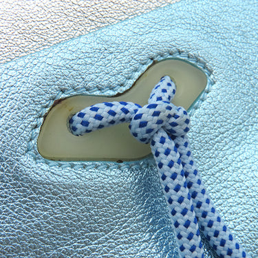 ミュウミュウ MIU MIU ロゴエンボス ショルダ― メタリックブルー×シルバー レザー ショルダーバッグ バイカラー 肩掛け