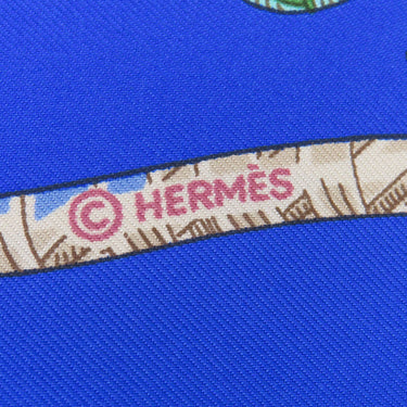 エルメス HERMES カレ90 CARRE ブルー×マルチカラー シルク スカーフ 青 【GRANDS FONDS/深海】