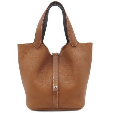 エルメス HERMES ピコタンロックMM エクラ ゴールド×エベンヌ トリヨンクレマンス スイフト ハンドバッグ シルバー金具 茶