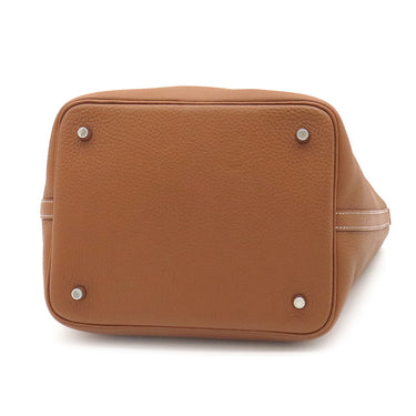 エルメス HERMES ピコタンロックMM エクラ ゴールド×エベンヌ トリヨンクレマンス スイフト ハンドバッグ シルバー金具 茶