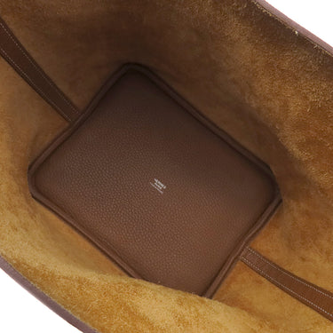 エルメス HERMES ピコタンロックMM エクラ ゴールド×エベンヌ トリヨンクレマンス スイフト ハンドバッグ シルバー金具 茶