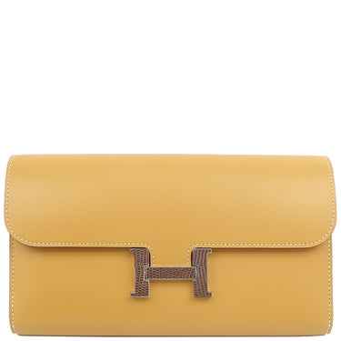 エルメス HERMES コンスタンス ロング パイユ×アガット リザード タデラクト 長財布 シルバー金具 二つ折り財布