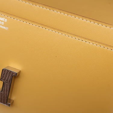 エルメス HERMES コンスタンス ロング パイユ×アガット リザード タデラクト 長財布 シルバー金具 二つ折り財布