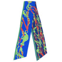 エルメス HERMES マキシツイリー ブルー×グリーン シルク スカーフ 【BRIDES de GALA/式典用馬勒】