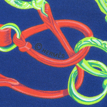 エルメス HERMES マキシツイリー ブルー×グリーン シルク スカーフ 【BRIDES de GALA/式典用馬勒】