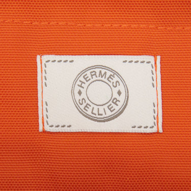 エルメス HERMES サックドパンサージュ グルーム ネイビー×オレンジ コットン ポリウレタン ポリアミド 2WAYバッグ シルバー金具 紺 ショルダー トート