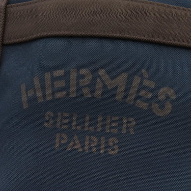エルメス HERMES サックドパンサージュ グルーム ネイビー×オレンジ コットン ポリウレタン ポリアミド 2WAYバッグ シルバー金具 紺 ショルダー トート