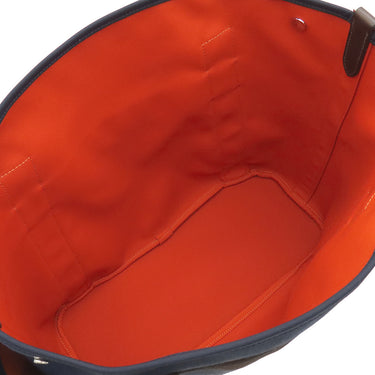 エルメス HERMES サックドパンサージュ グルーム ネイビー×オレンジ コットン ポリウレタン ポリアミド 2WAYバッグ シルバー金具 紺 ショルダー トート