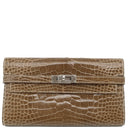 エルメス HERMES ケリーウォレット ロング タバックキャメル アリゲーター 長財布 シルバー金具 茶 クロコ
