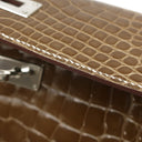 エルメス HERMES ケリーウォレット ロング タバックキャメル アリゲーター 長財布 シルバー金具 茶 クロコ